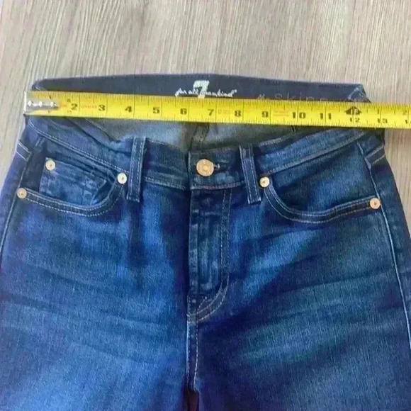 HOST PICK ❤️ 7 For all Mankind The Skinny Stretch Low Rise Blue Jean size 25 - Picture 9 of 14